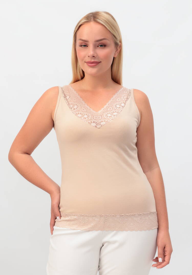 Майка с кружевом по низу Леди Лайма шир.  750, рис. 21