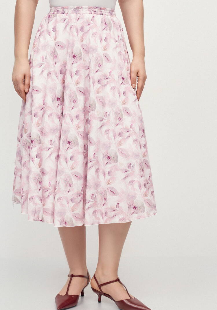 Плессированная юбка с цветочным принтом шир.  750, рис. 12