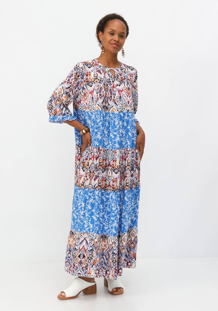 Платье с ярусами и комбинированным принтом шир.  750, рис. 24