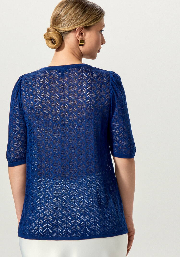 Джемпер с ажурным рисунком и защипами шир.  750, рис. 25