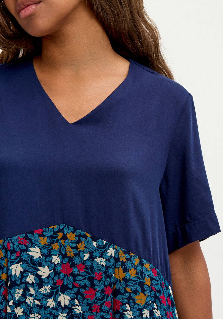 Платье  из комбинированной ткани с принтом шир.  750, рис. 13