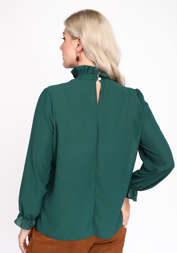 Блуза однотонная с застежкой на пуговицу шир.  580, рис. 2