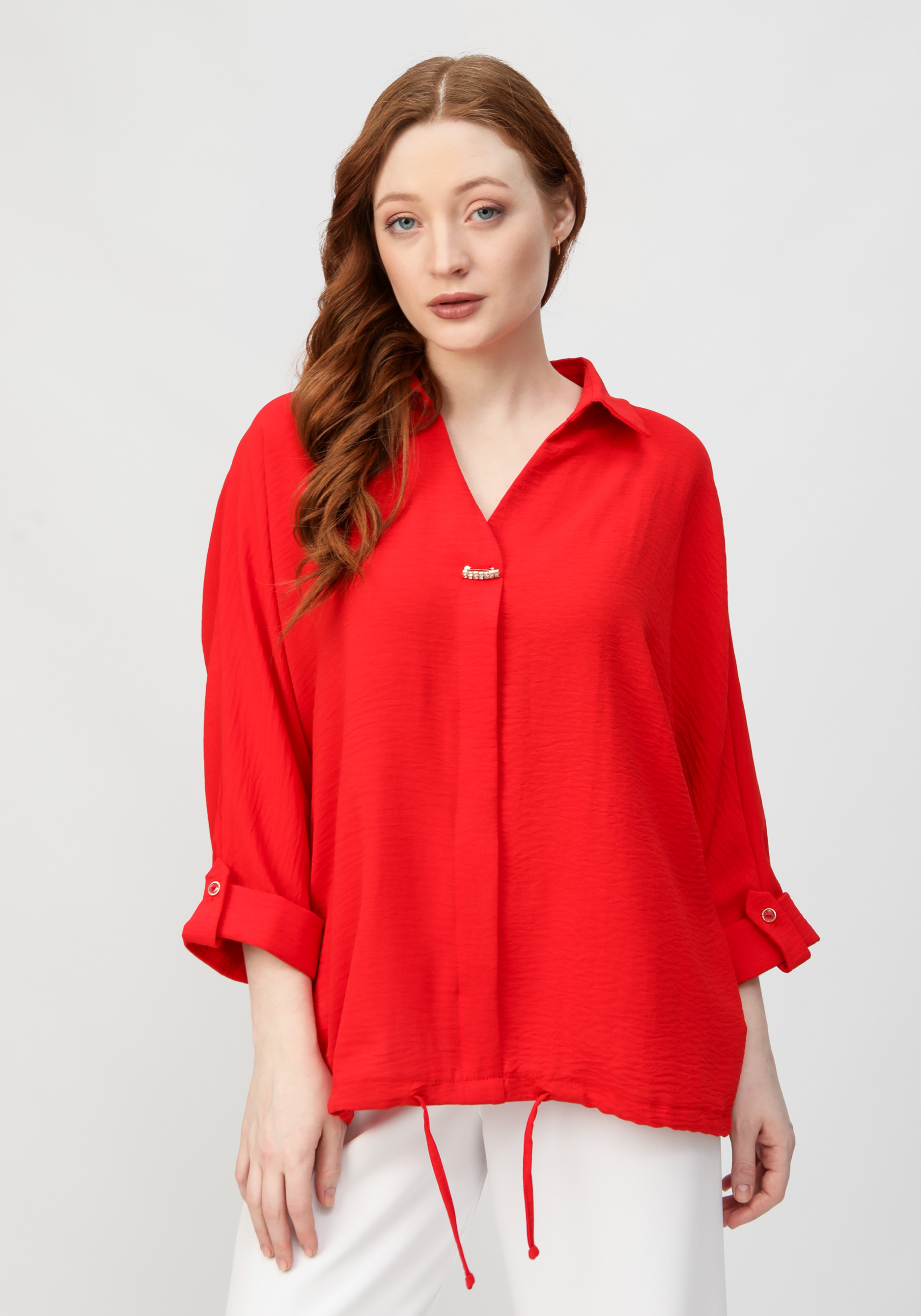 Блуза с патой на рукавах VeraVo, цвет бежевый, размер 56 - фото 9