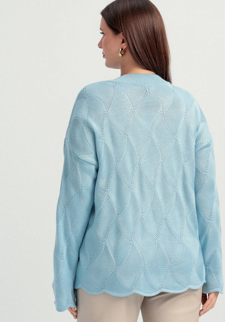 Джемпер с волнообразным краем и рисунком ромб шир.  750, рис. 10