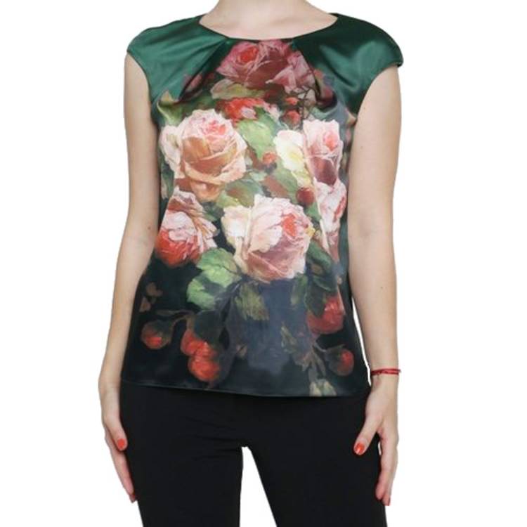 Атласная блуза с принтом Цветы шир.  750, рис. 2