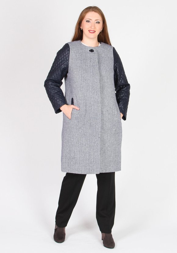 Пальто с контрастными рукавами шир.  580, рис. 1