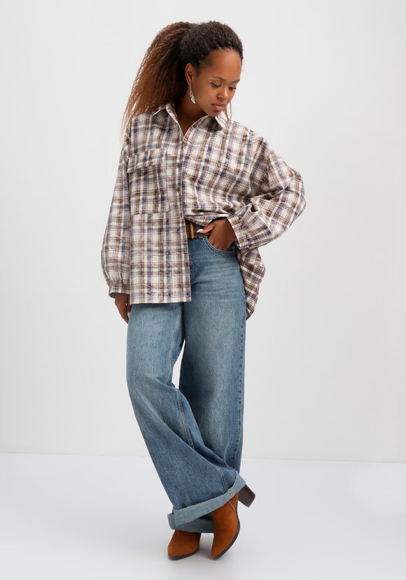 Рубашка в клетку свободного кроя шир.  580, рис. 2