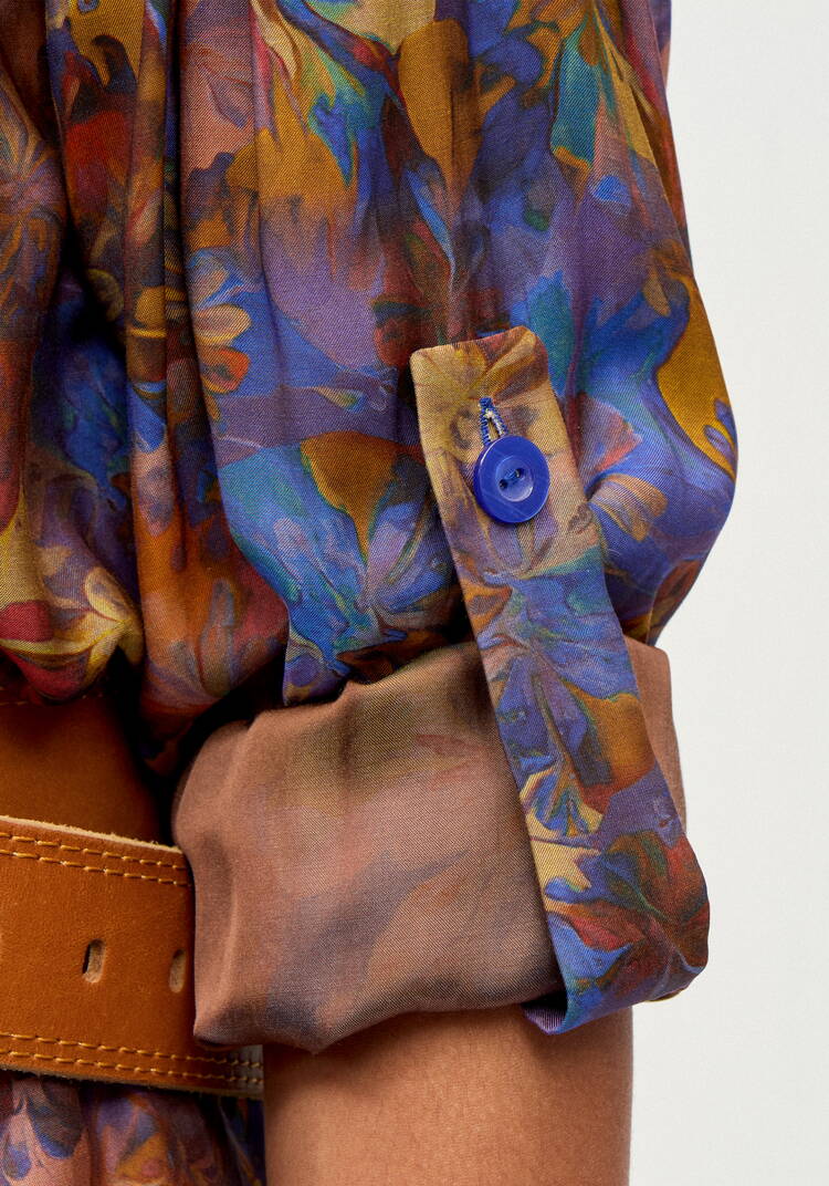 Блуза из ткани с акварельным принтом шир.  750, рис. 31