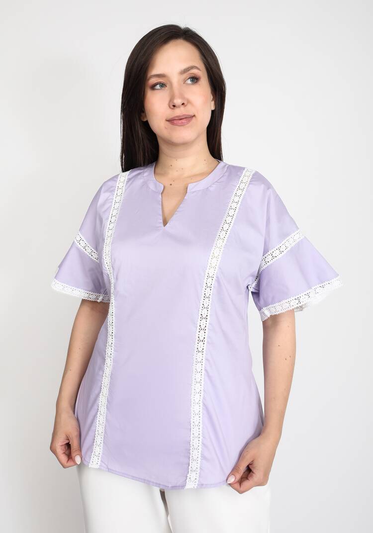 Блуза хлопковая с кружевом шир.  750, рис. 5