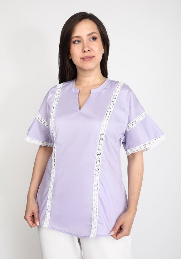 Блуза хлопковая с кружевом шир.  580, рис. 5