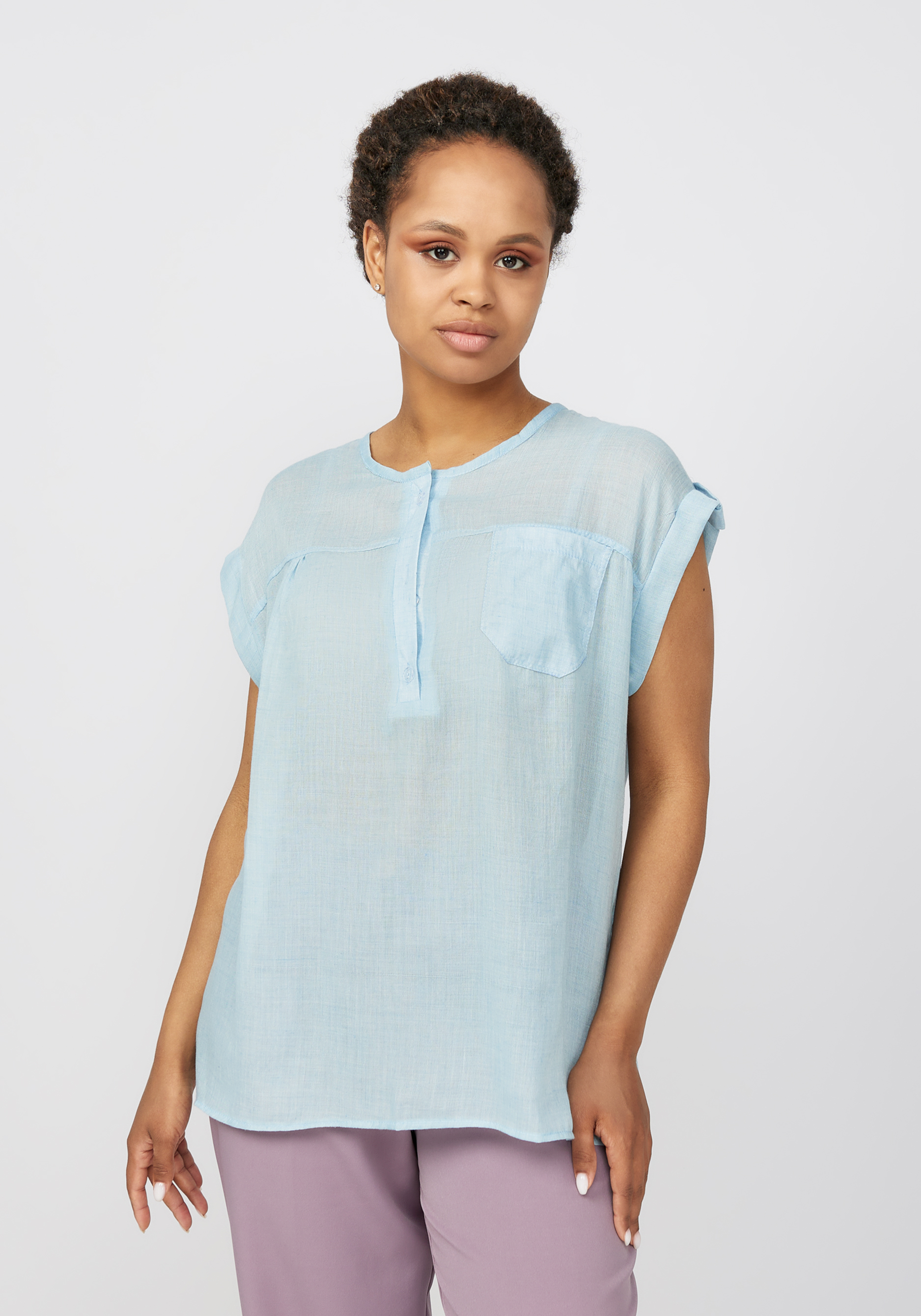 Блуза с коротким рукавом "Жасмин" Simple Story, цвет голубой, размер 50 - фото 6