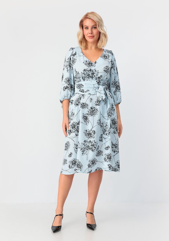 Платье с цветочным принтом с рукавом фонарик шир.  580, рис. 4