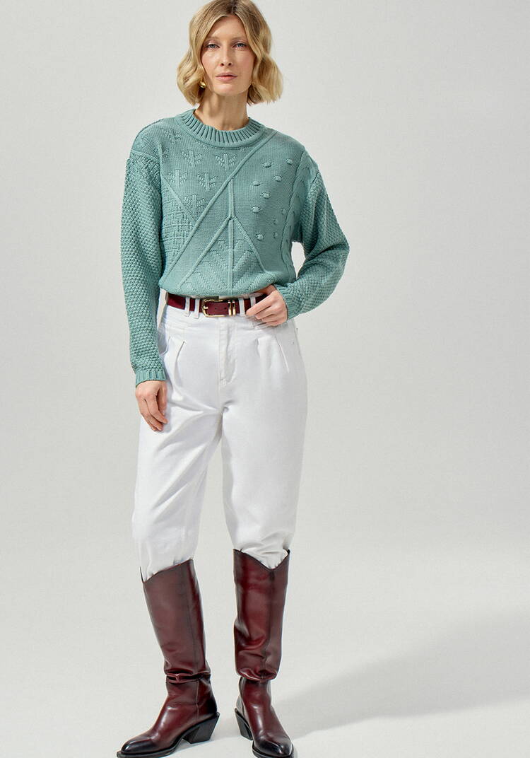 Джемпер с комбинированным фактурным рисунком шир.  750, рис. 15