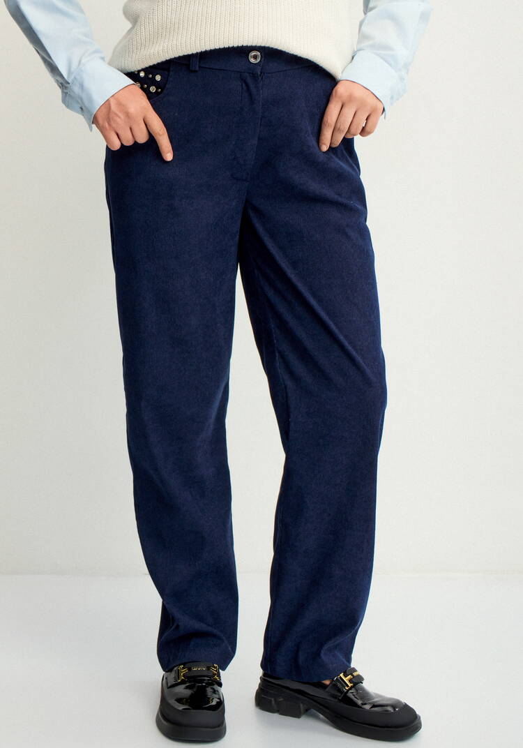 Брюки вельветовые со стразами на кармане шир.  750, рис. 9