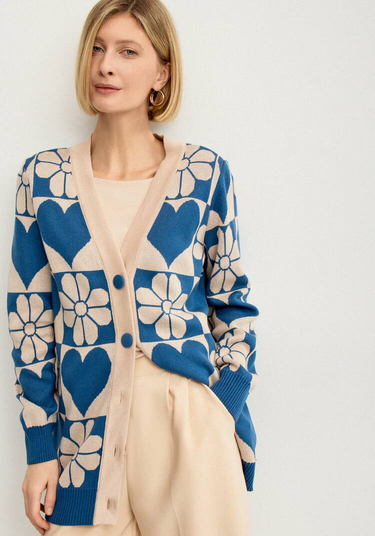 Кардиган прямой на пуговицах с рисунком шир.  750, рис. 9