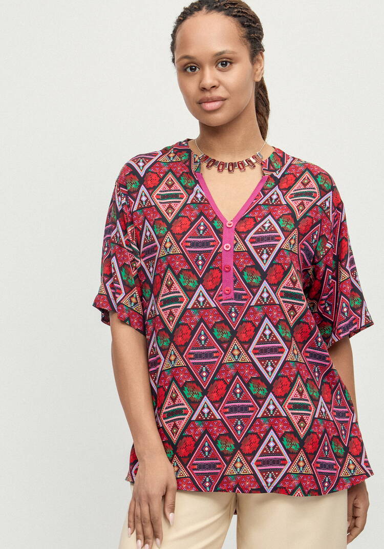 Блуза из штапеля с этническим рисунком шир.  750, рис. 16