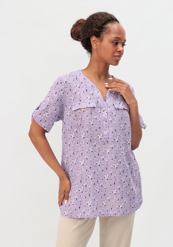 Блуза с цветочным принтом Офелия шир.  580, рис. 1