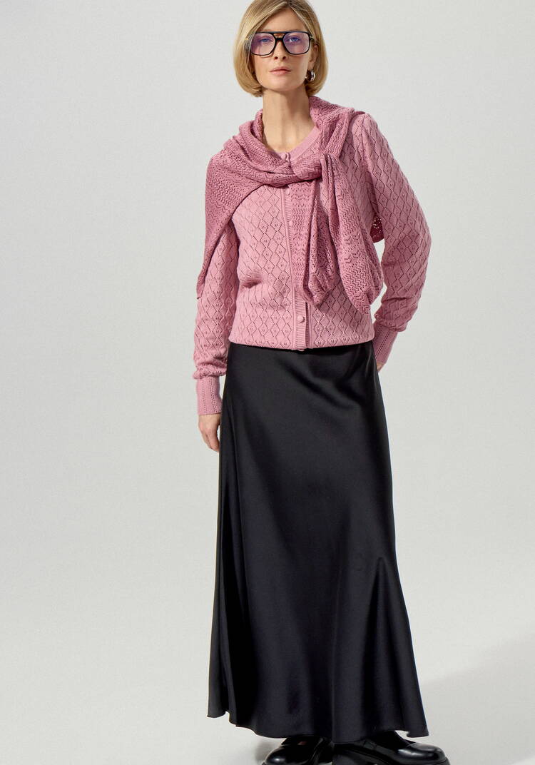 Кардиган ажурный с обтянутыми пуговицами шир.  750, рис. 17