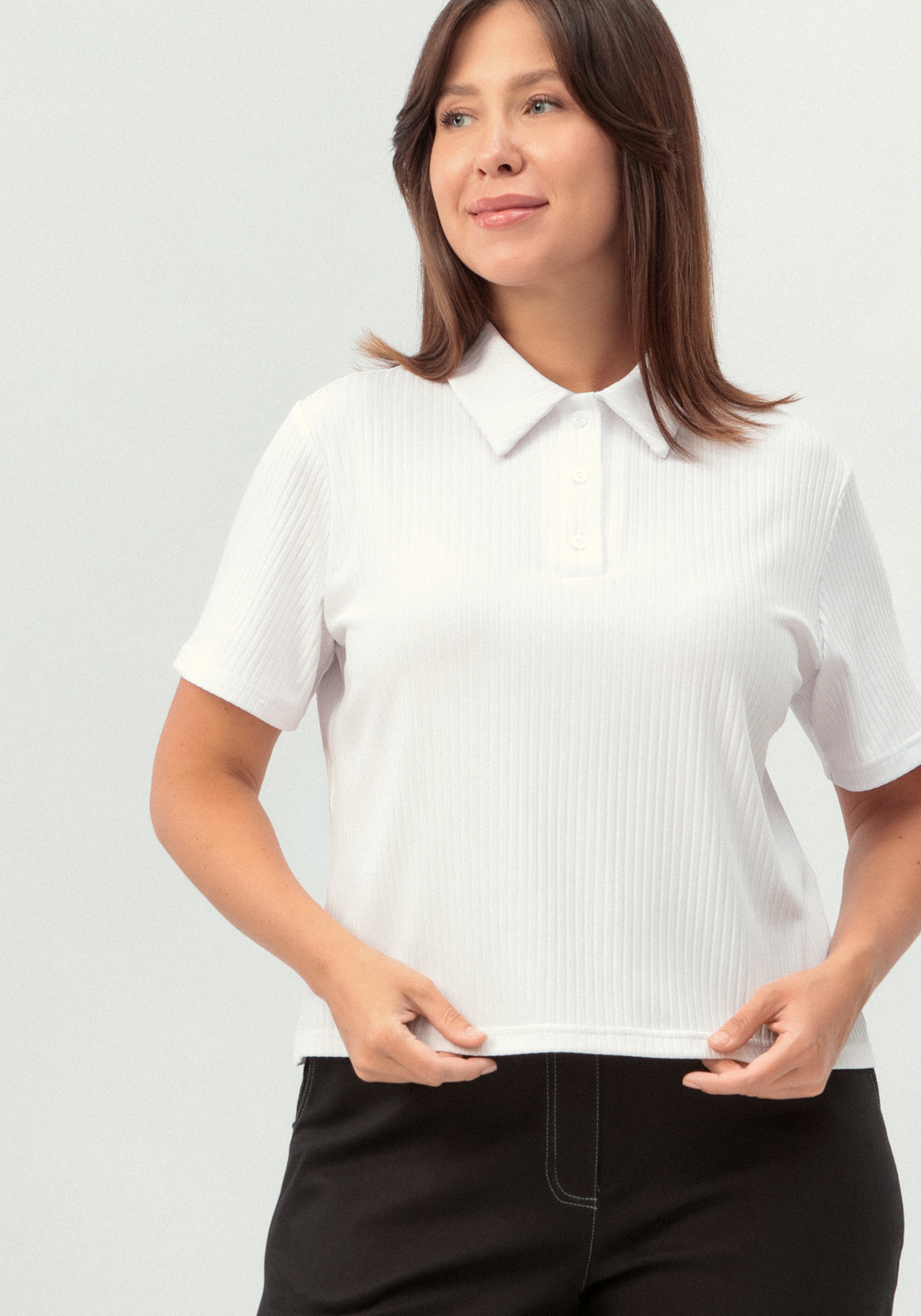 Поло с коротким рукавом из ткани лапша 1499₽