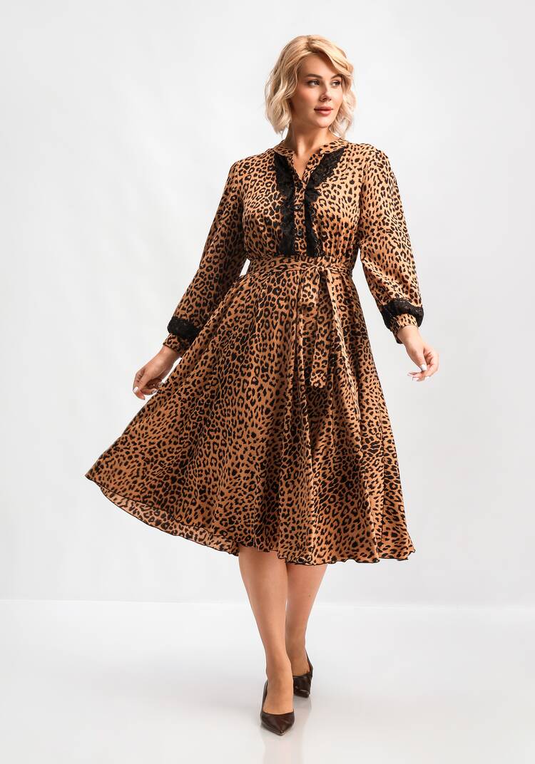 Платье с кружевом и анималистичным принтом шир.  750, рис. 8