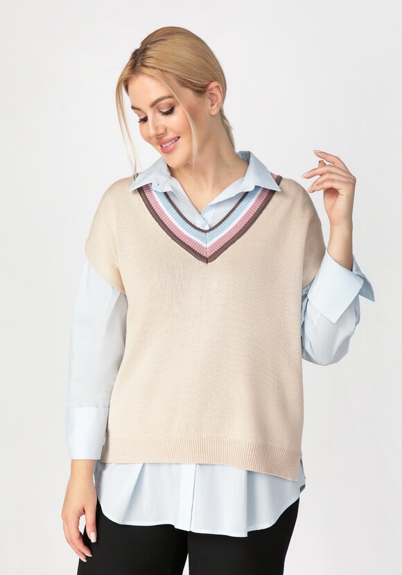Жилет женский с яркими полосами по V вырезу шир.  580, рис. 14