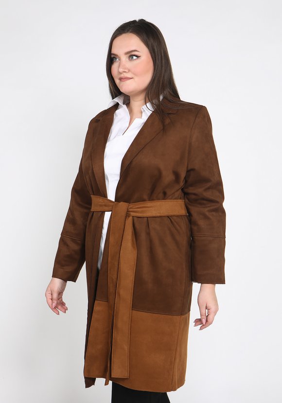 Кардиган из эко-замши с поясом шир.  580, рис. 2