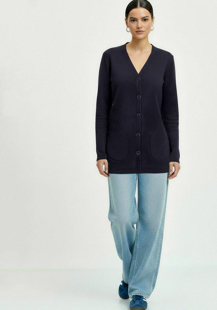 Кардиган на пуговицах утепленный шир.  750, рис. 7