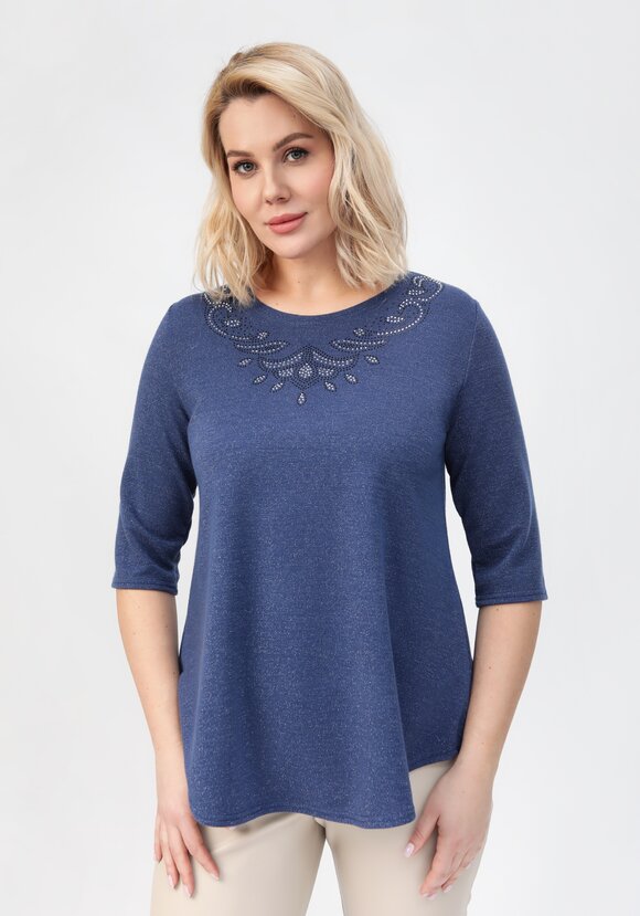 Блуза с декором из страз по горловине шир.  580, рис. 17