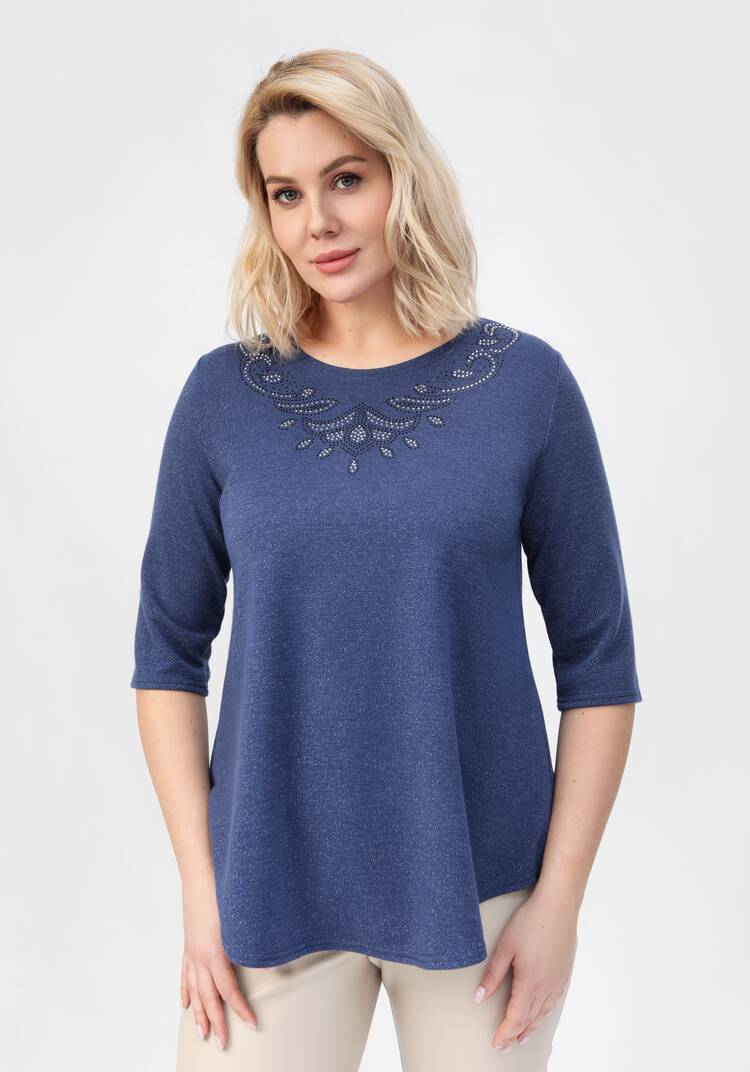 Блуза с декором из страз по горловине шир.  750, рис. 17