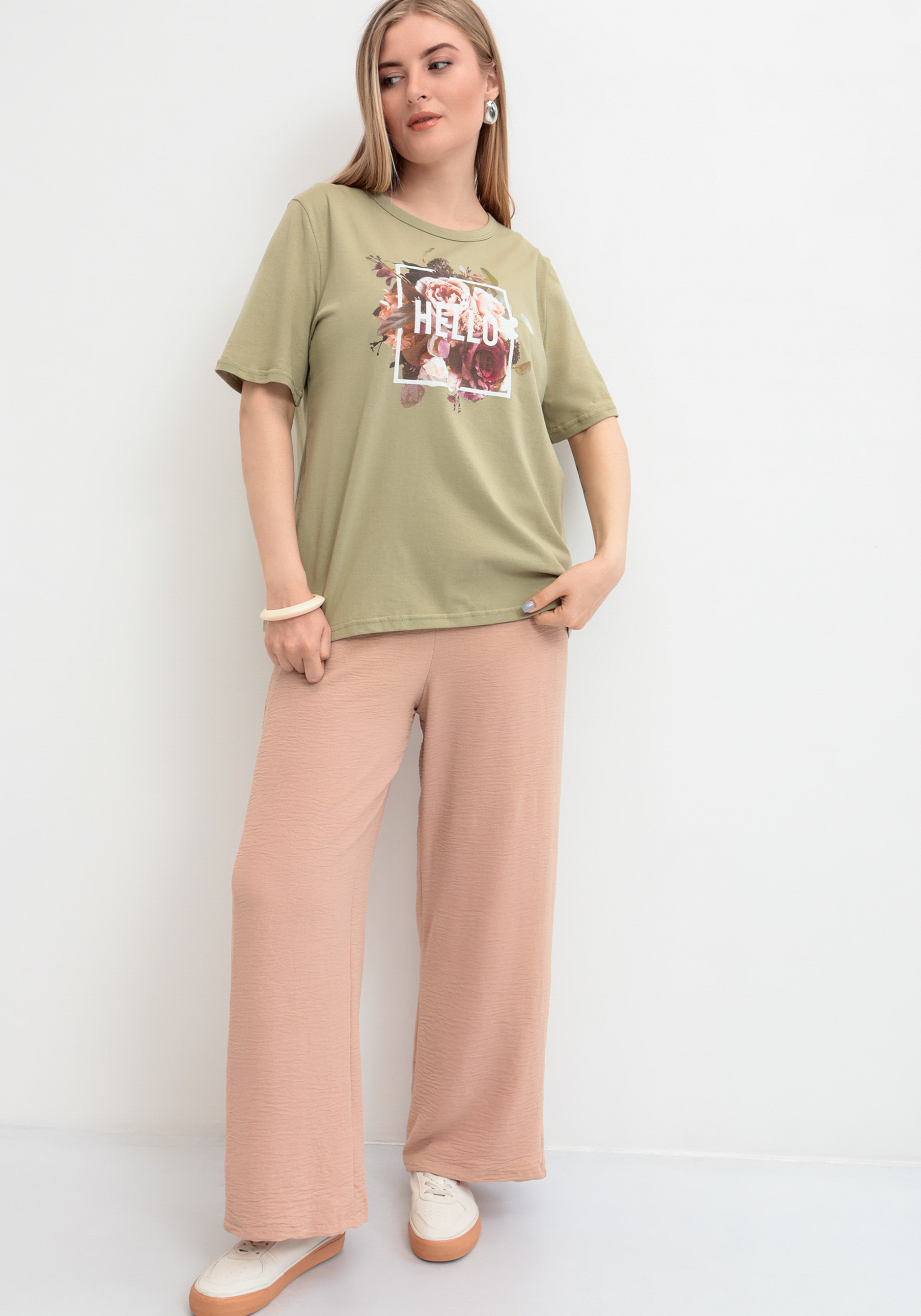 

Брюки палаццо свободного силуэта, Серый