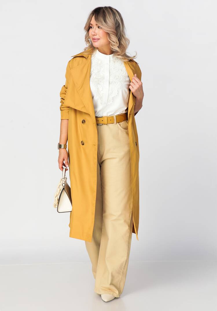 Блуза на пуговицах с ажурным кружевом шир.  750, рис. 5