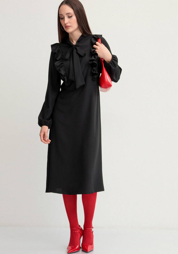 Платье с бантом и рюшами шир.  750, рис. 16