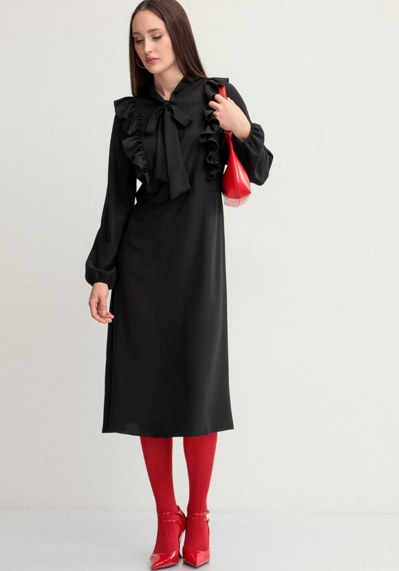 Платье с бантом и рюшами шир.  580, рис. 16