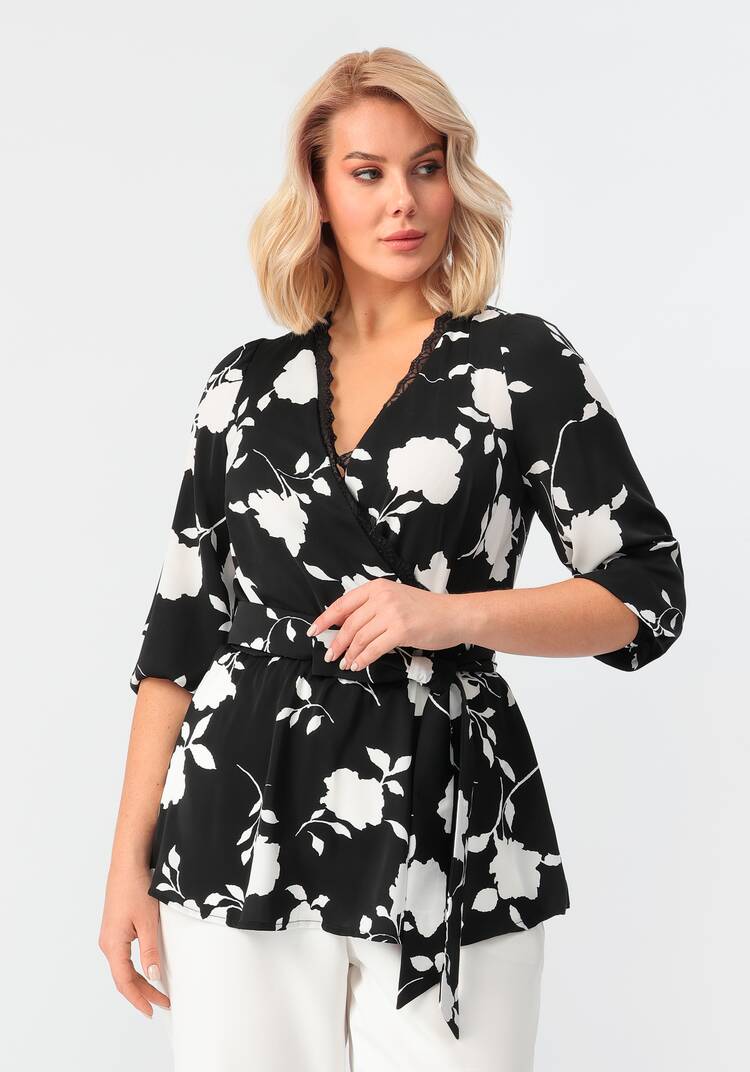 Блуза на запах с кружевом шир.  750, рис. 11