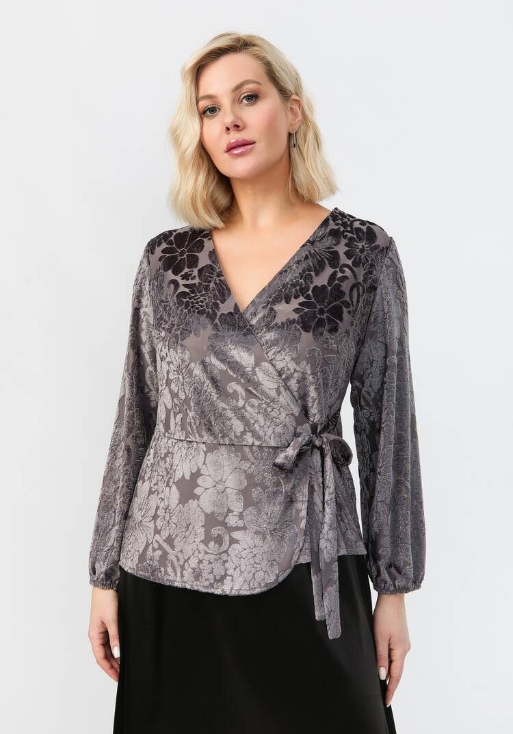 Блуза с цветочным принтом из бархата шир.  750, рис. 4