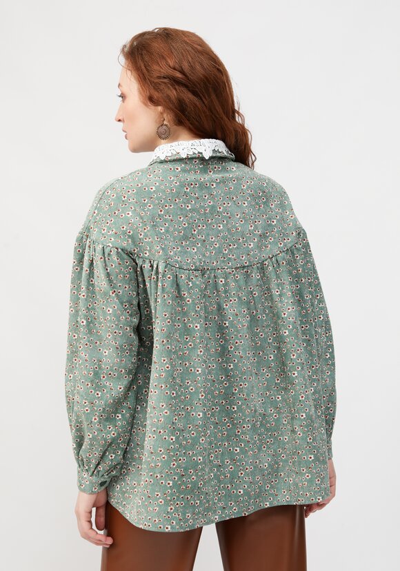 Блуза с цветочным принтом и воротником шир.  580, рис. 18