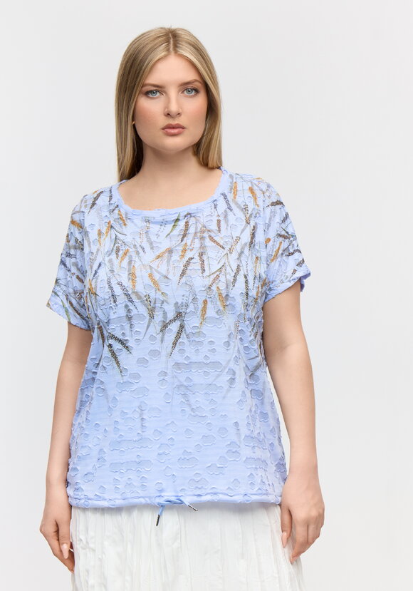 Блуза с принтом и завязками свободного кроя шир.  580, рис. 4