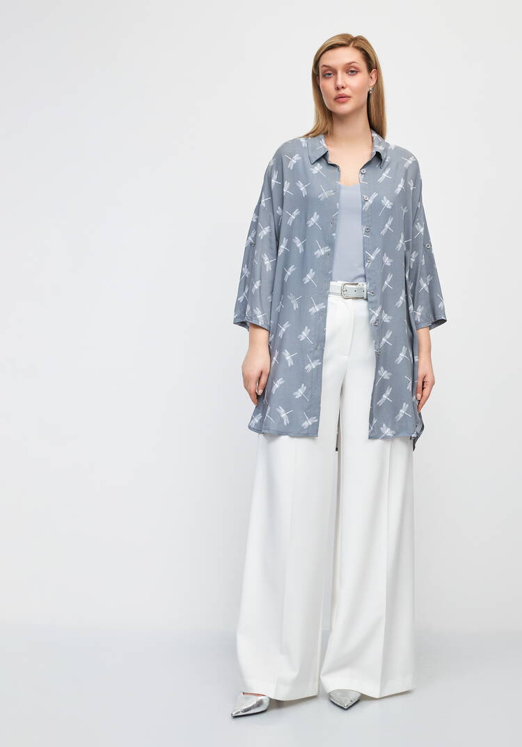 Рубашка удлиненная на пуговицах Лилия шир.  750, рис. 2