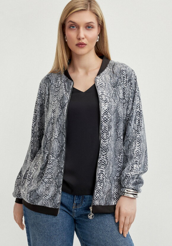 Бомбер с пайетками на подкладке шир.  580, рис. 1