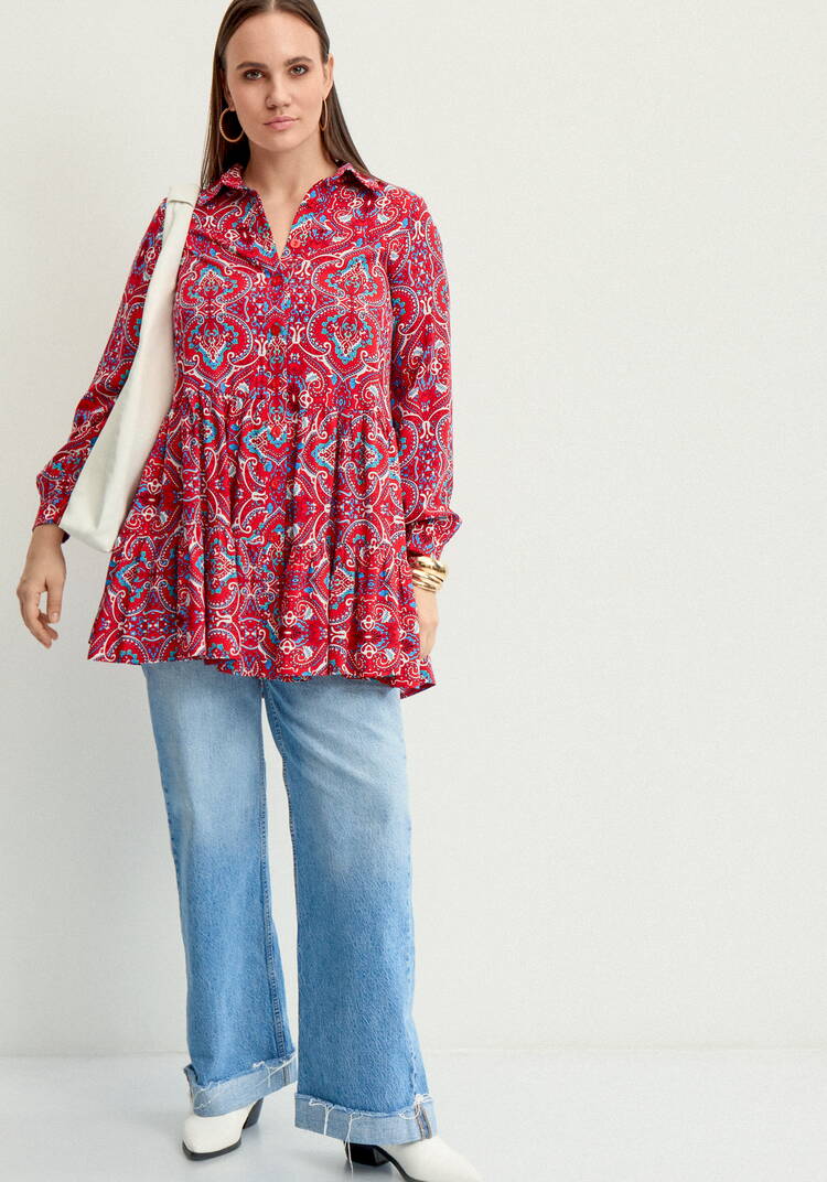 Блуза А-силуэта с ярусами шир.  750, рис. 16