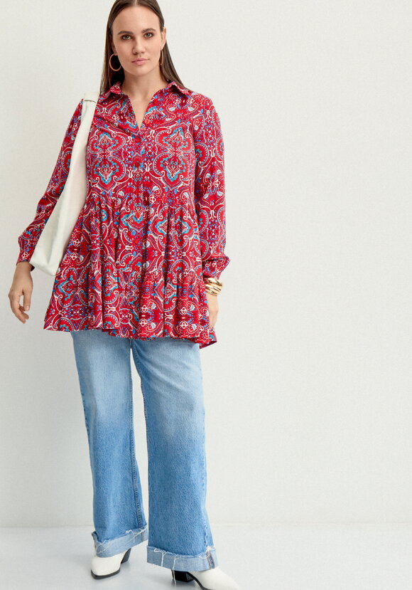 Блуза А-силуэта с ярусами шир.  580, рис. 16