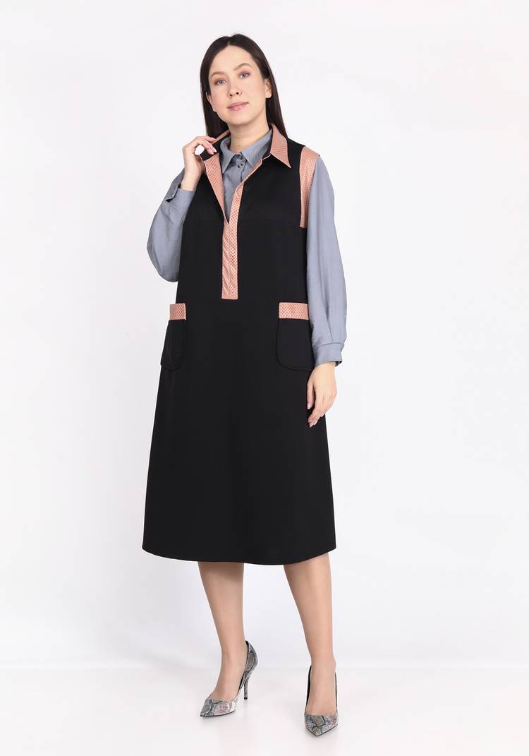 Сарафан с отделкой из перфорированной экокожи шир.  750, рис. 4