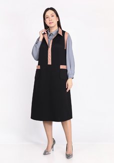 Сарафан с отделкой из перфорированной экокожи