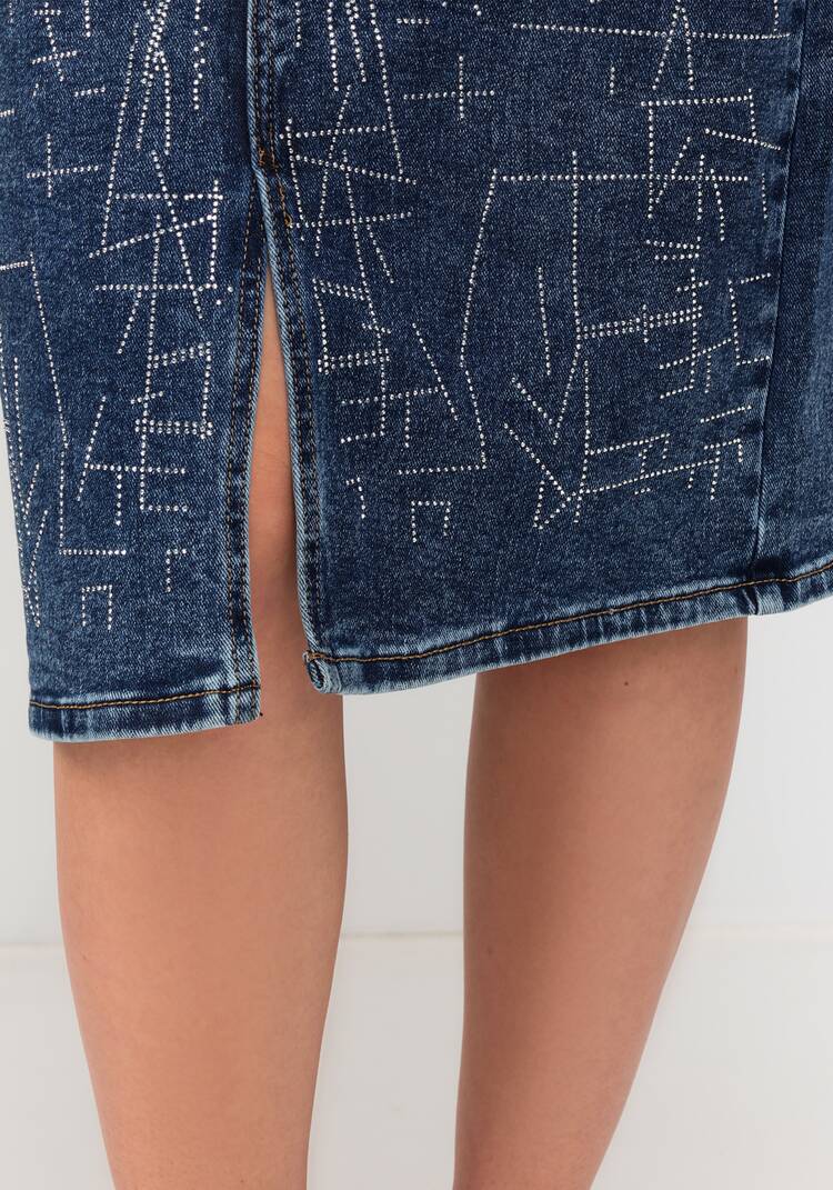 Юбка джинсовая со стразами шир.  750, рис. 6