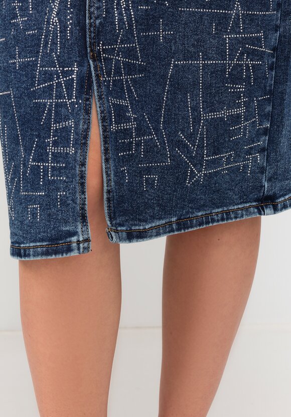 Юбка джинсовая со стразами шир.  580, рис. 6