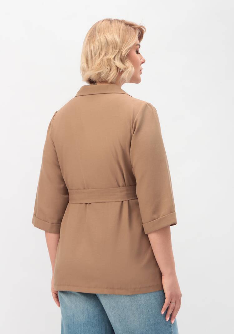 Пиджак с поясом из льна и хлопка шир.  750, рис. 3