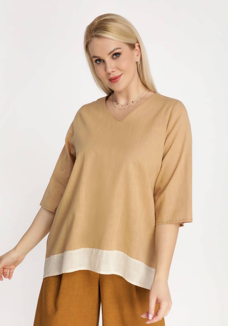 Туника свободного кроя Льняная палитра шир.  750, рис. 5