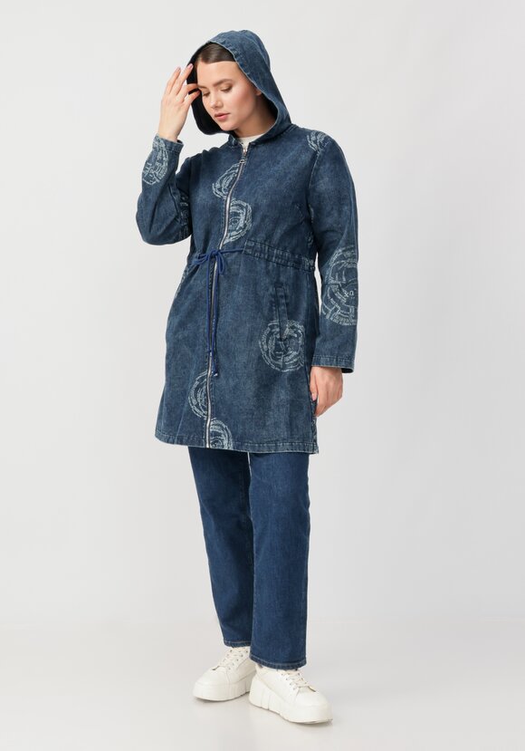 Джинсовая куртка удлиненная шир.  580, рис. 2