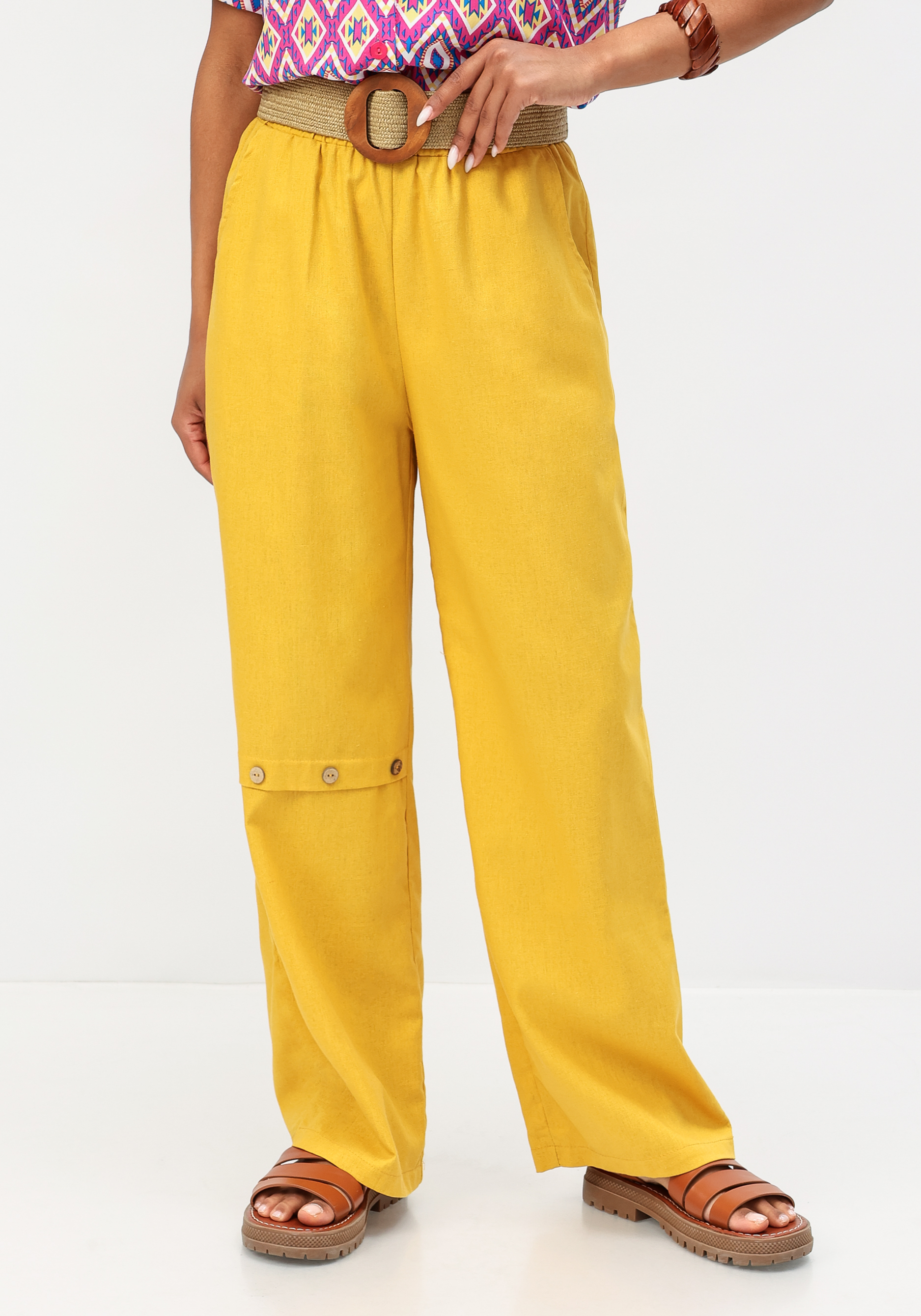 

Брюки с декоративной планкой, Желтый