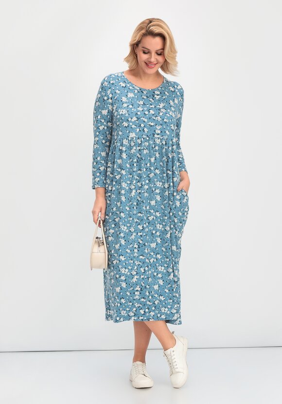 Платье с цветочным рисунком и рукавами 3/4 шир.  580, рис. 25